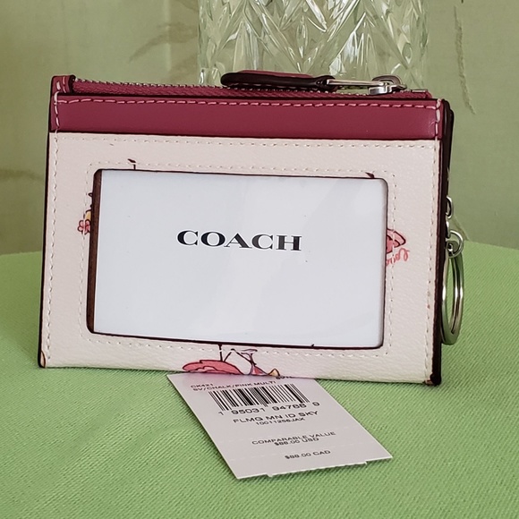 COPY - COACH MINI SKINNY ID CASE with FLAMINGO PRINT:NWT FLAMINGOS CK421 CHALK… - Picture 4 of 9